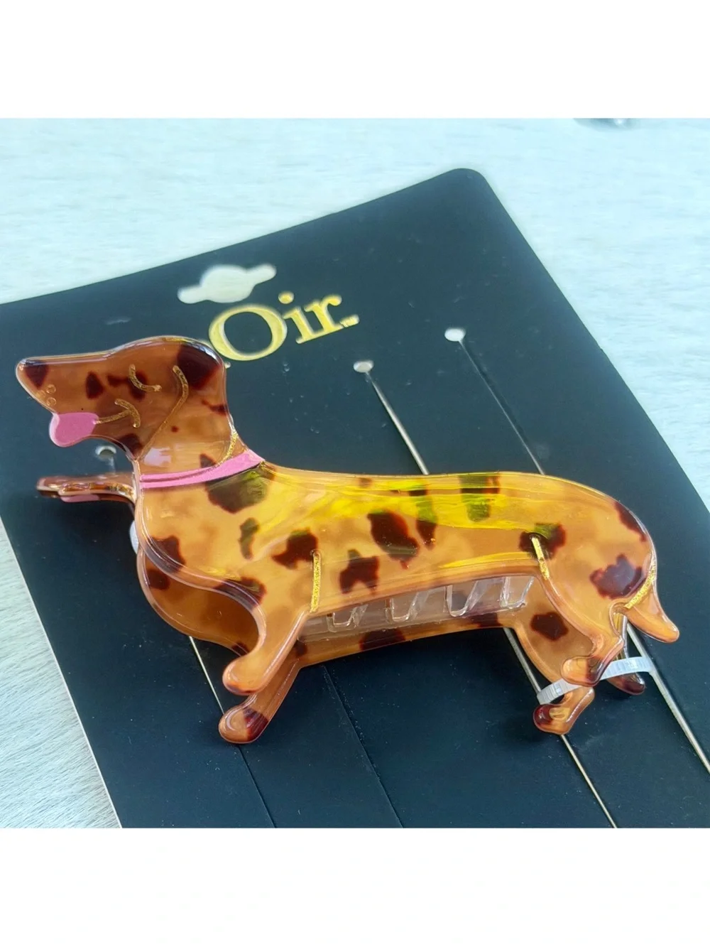 Noir Dachshund Acrylic Hair Claw Clip Brown Eclectic Y2K Cute Dog Lover Gift NWT